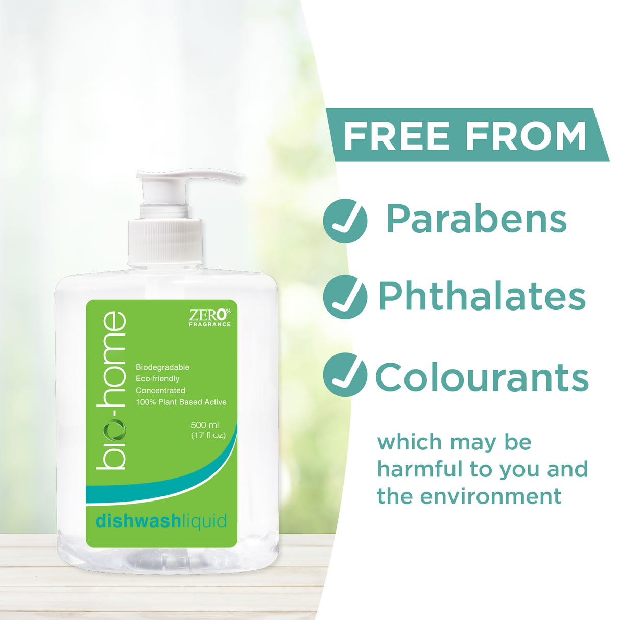 bio-home Dishwash Liquid - ZERO% Fragrance 500ml