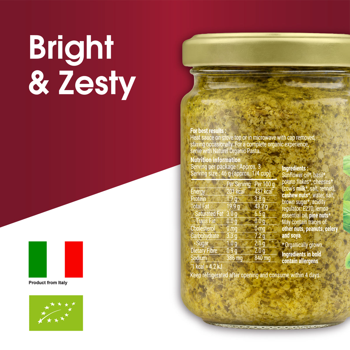 Naturel Organic Basil with Lemon Pesto Sauce