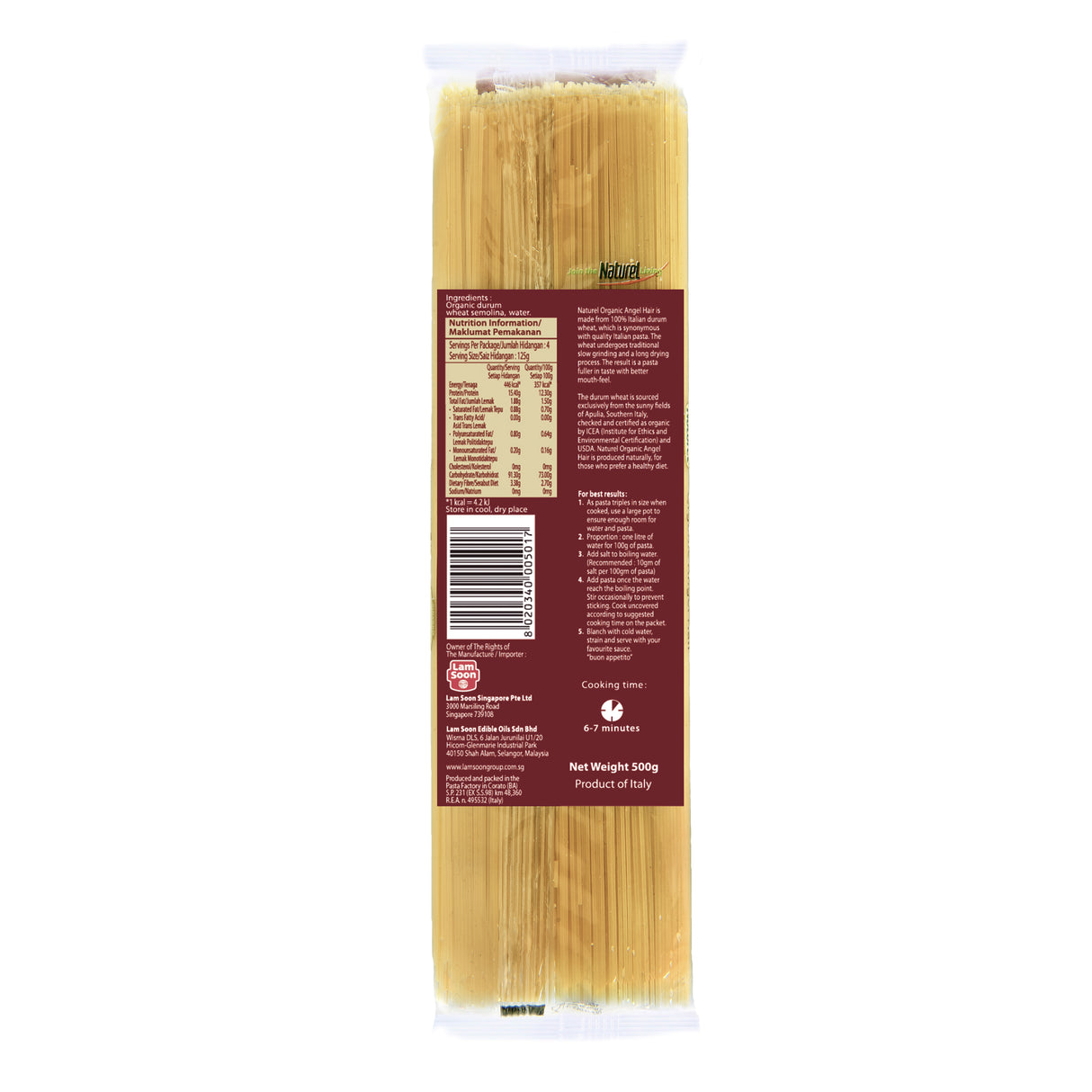 Organic Angel Hair Pasta 500g