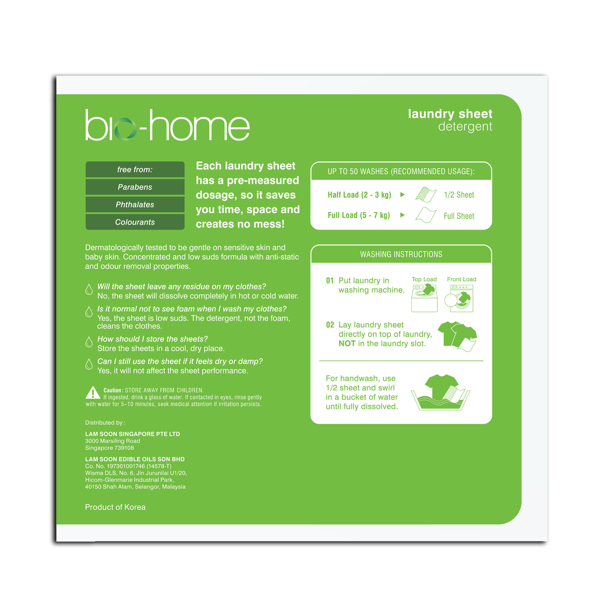 bio-home Laundry Sheet Detergent - Eucalyptus & Rosemary 25 Sheets