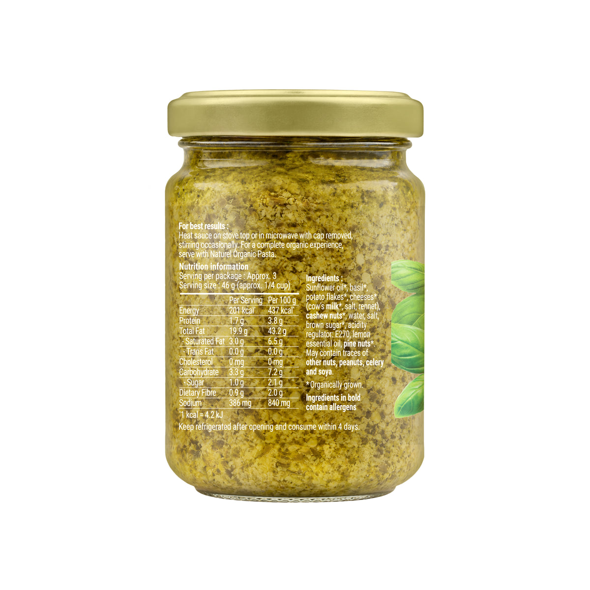 Naturel Organic Basil with Lemon Pesto Sauce