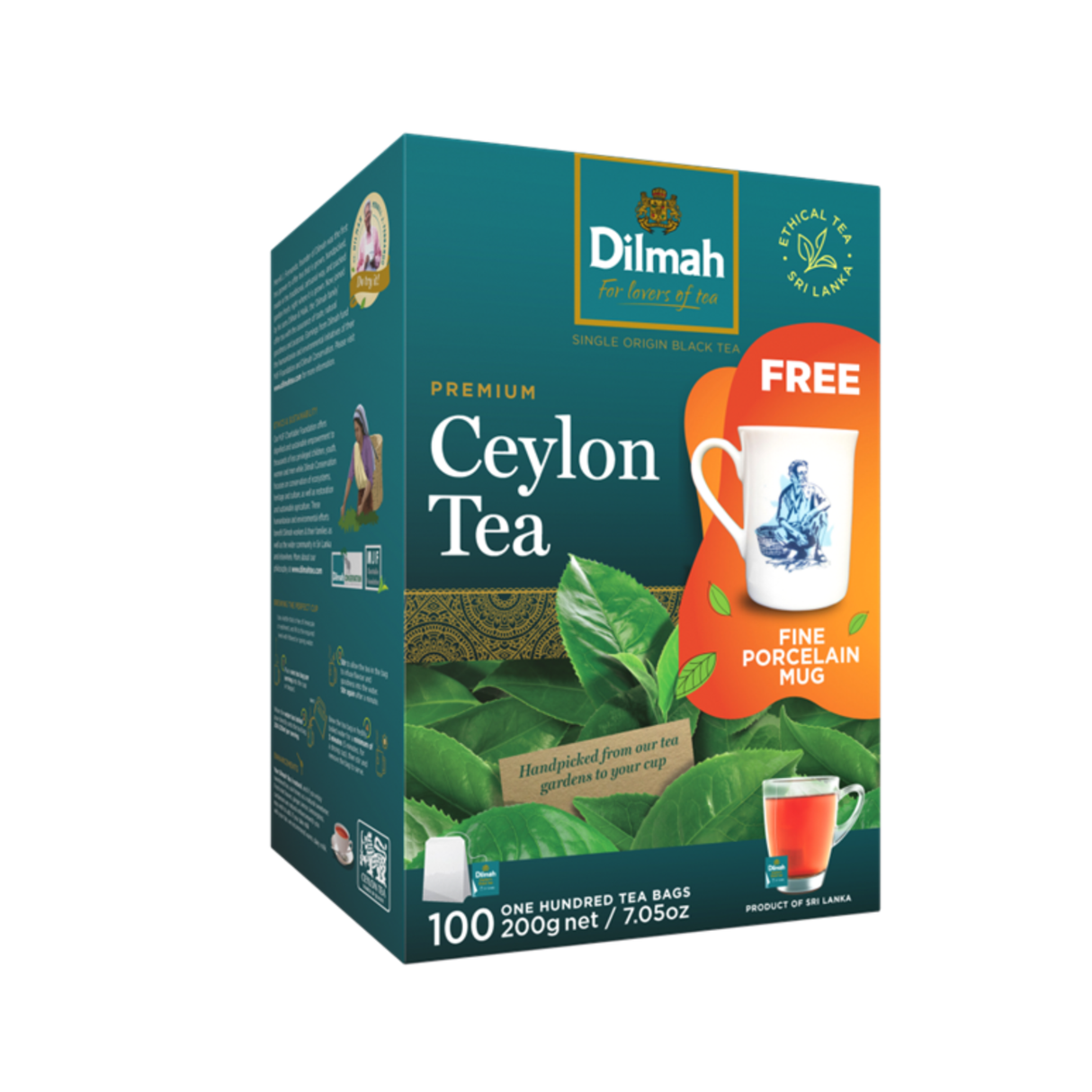 Dilmah Premium Ceylon Black Tea with Porcelain Mug (2g x 100s)