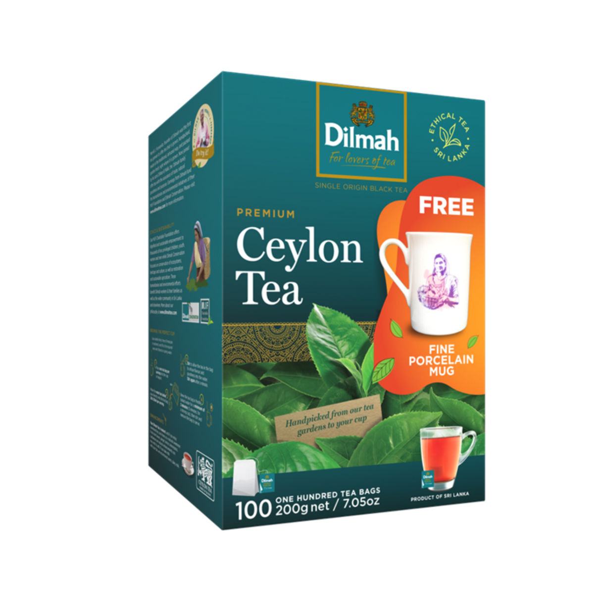 Dilmah Premium Ceylon Black Tea with Porcelain Mug (2g x 100s)