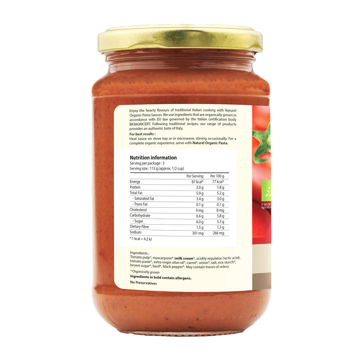 Naturel Organic Pasta Sauce - Tomato with Mascarpone 340g