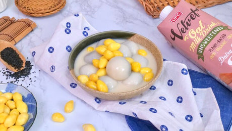Black Sesame Dumpling with UFC Velvet Oat Milk