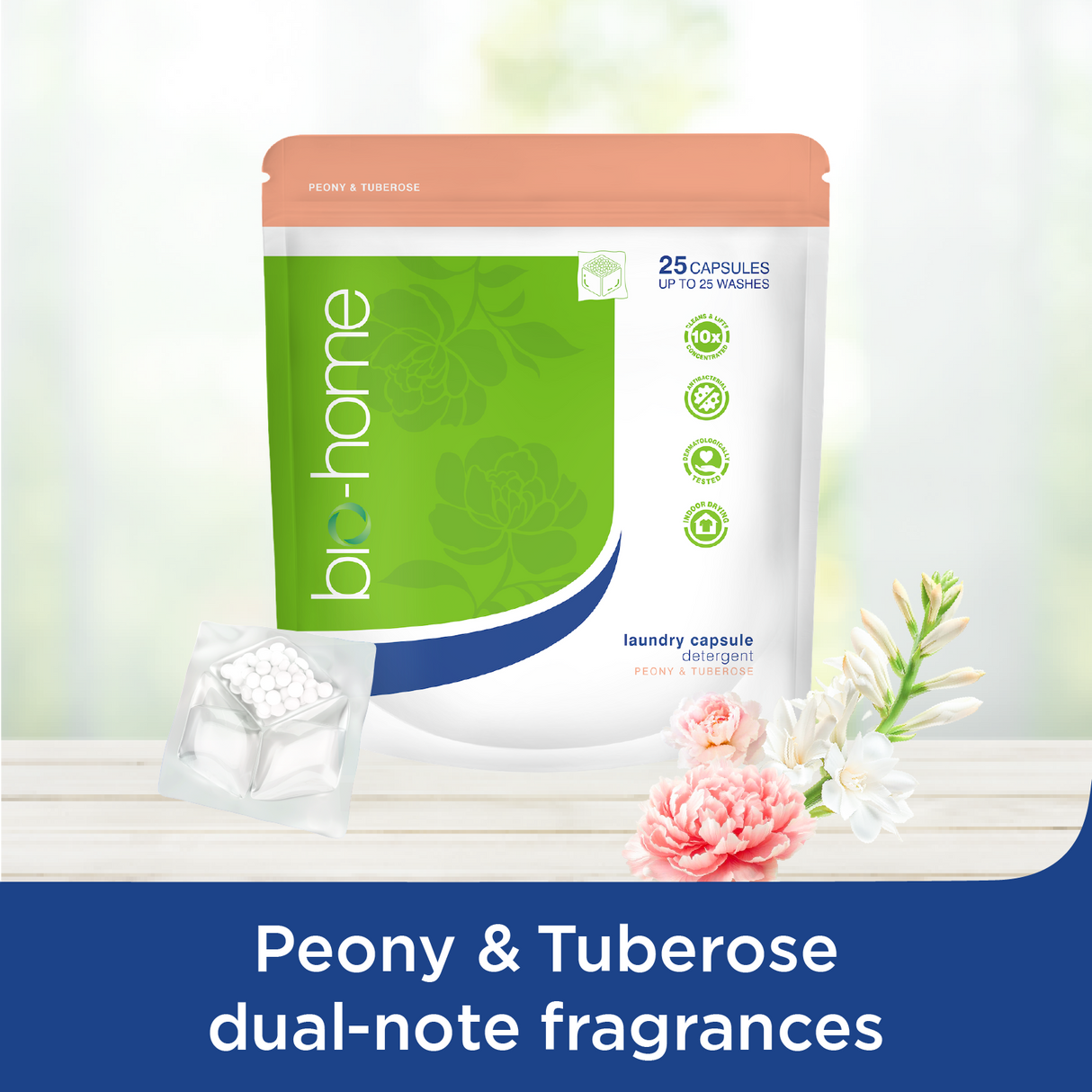 bio-home Laundry Capsule Detergent -  Peony & Tuberose 25 pc