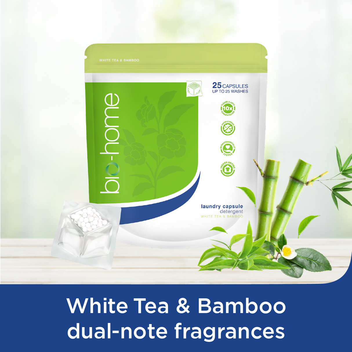 bio-home Laundry Capsule Detergent - White Tea & Bamboo 25 pc