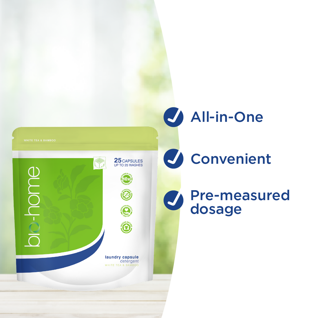 bio-home Laundry Capsule Detergent - White Tea & Bamboo 25 pc