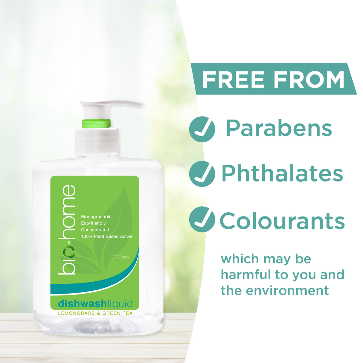 bio-home Dishwash Liquid - Lemongrass & Green Tea 500ml