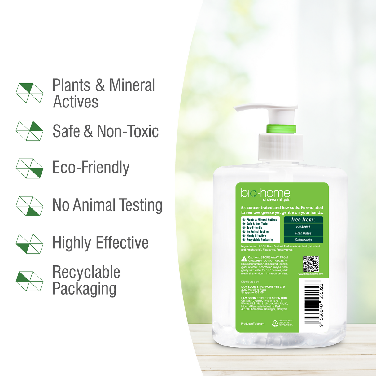 bio-home Dishwash Liquid - Lemongrass & Green Tea 500ml