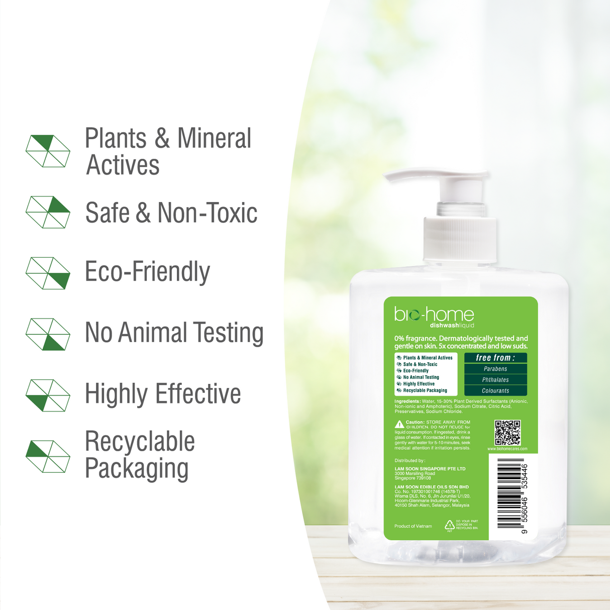 bio-home Dishwash Liquid - ZERO% Fragrance 500ml