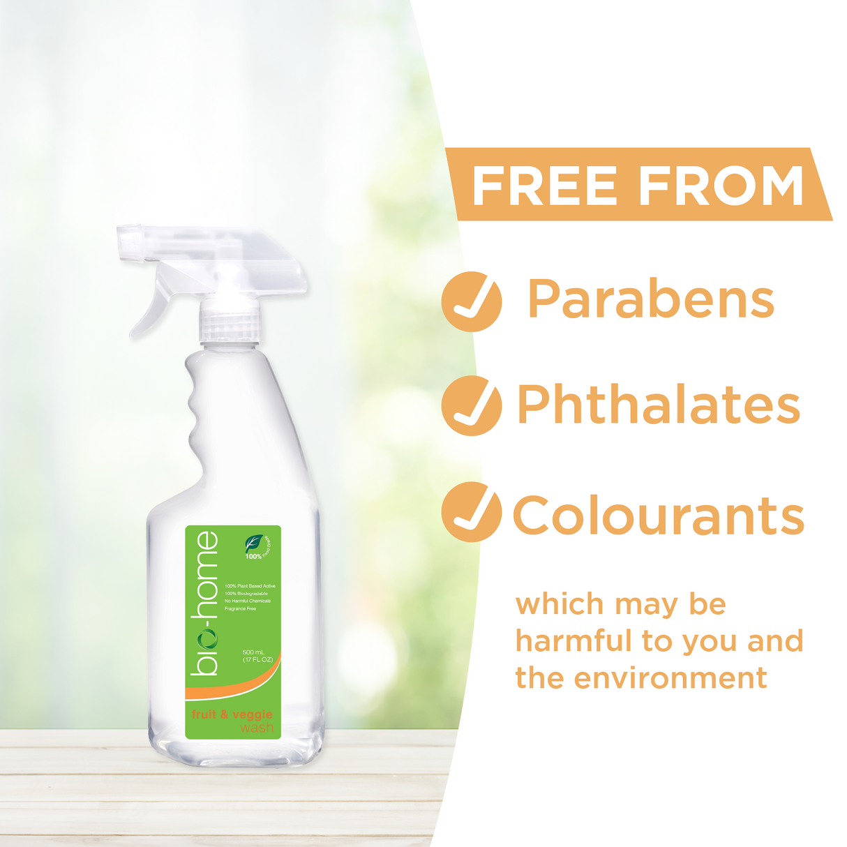 bio-home Fruit & Veggie Wash - Fragrance Free 500ml
