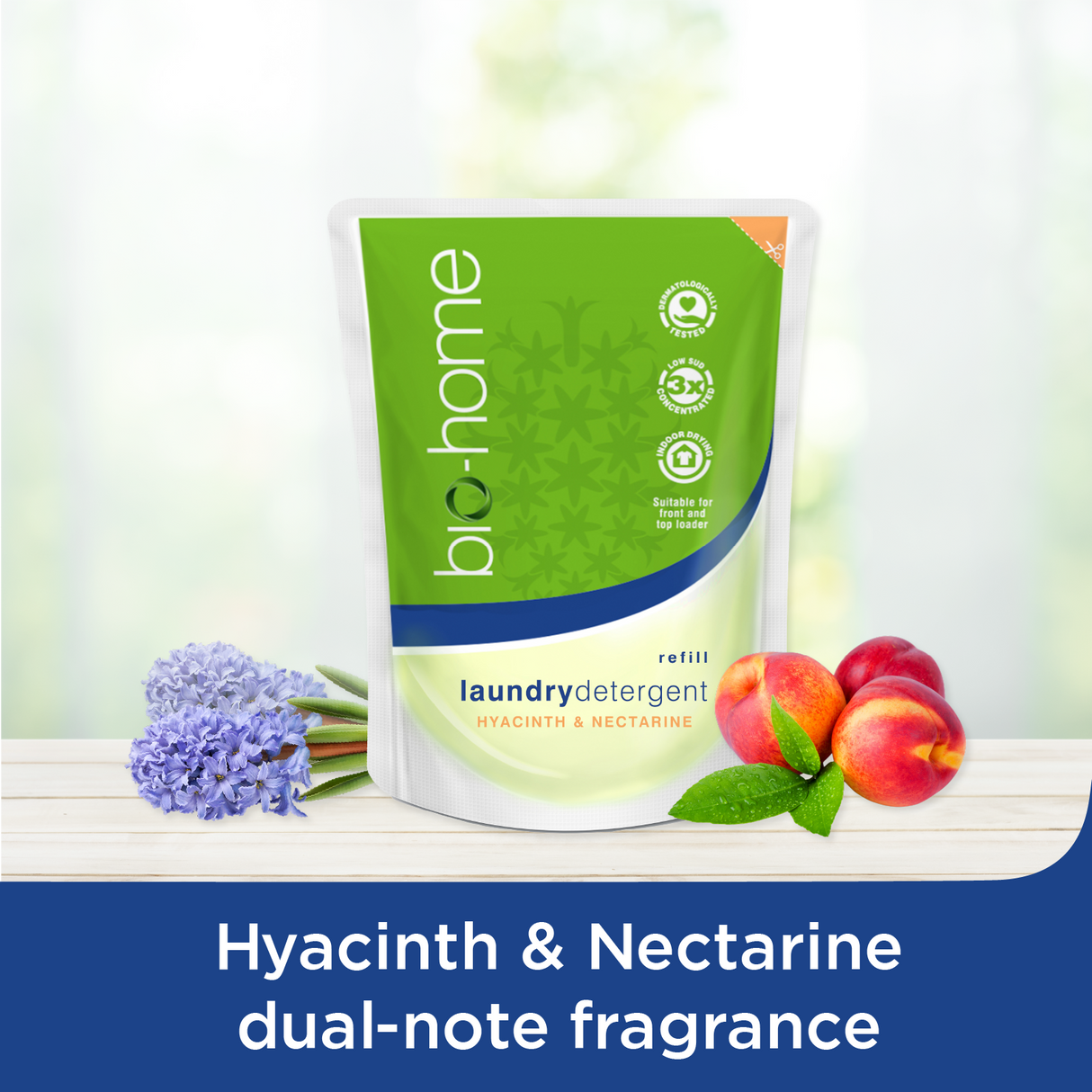 bio-home Liquid Laundry Detergent (Regular) (Refill Pack) - Hyacinth & Nectarine 900ml