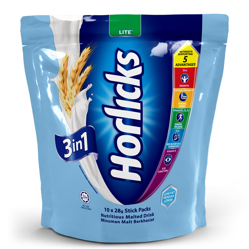 Horlicks 3in1 Instant Malted Drink - Lite (10 sachets)