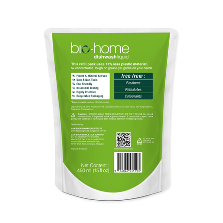 bio-home Dishwash Liquid (Refill Pack) - Lemongrass & Green Tea 450ml