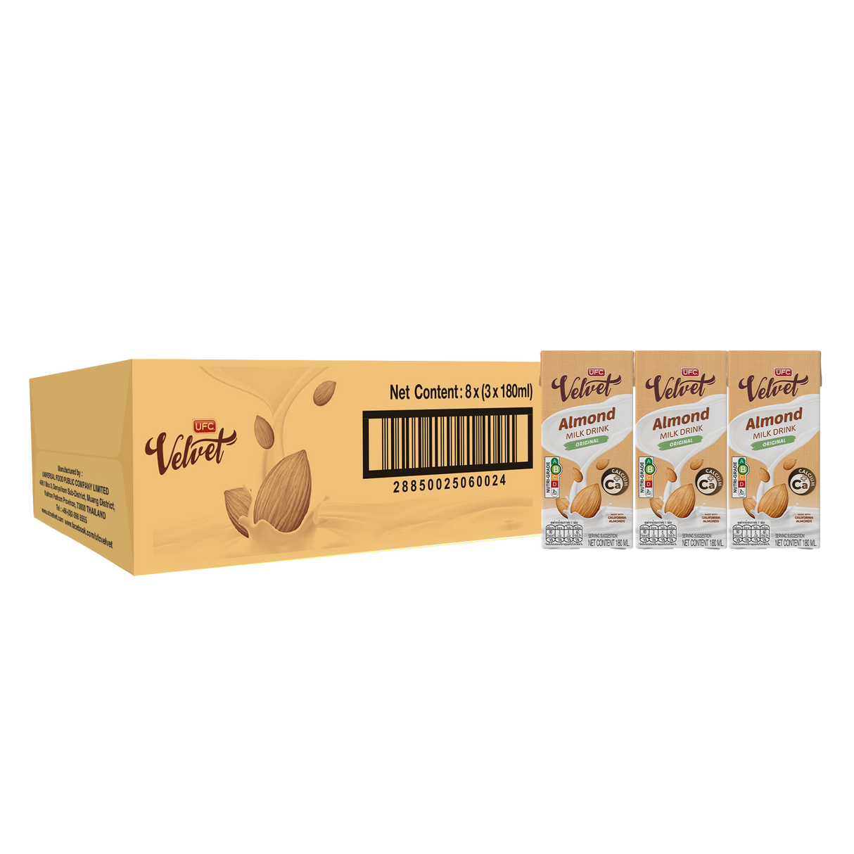 [Carton] UFC Velvet Almond Milk - Original (180ml x 3) x 8 Packs