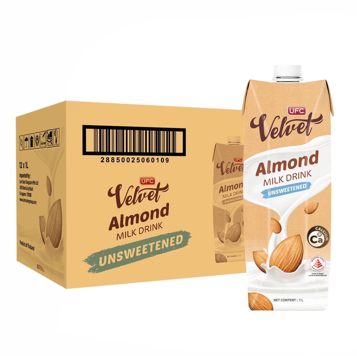 [Carton] UFC Velvet Almond Milk - Unsweetened 1 Ltr x 12 Packs