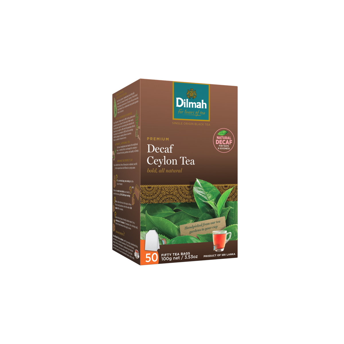 Dilmah Premium Decaffeinated Ceylon Tea (2g x 50s) | Grocery Owl Singapore