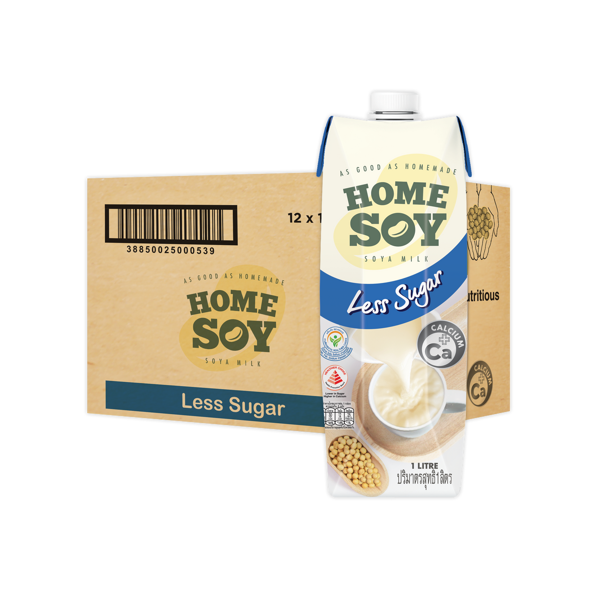 [Carton] Homesoy Soya Milk - Less Sugar 1Ltr x 12 Packs