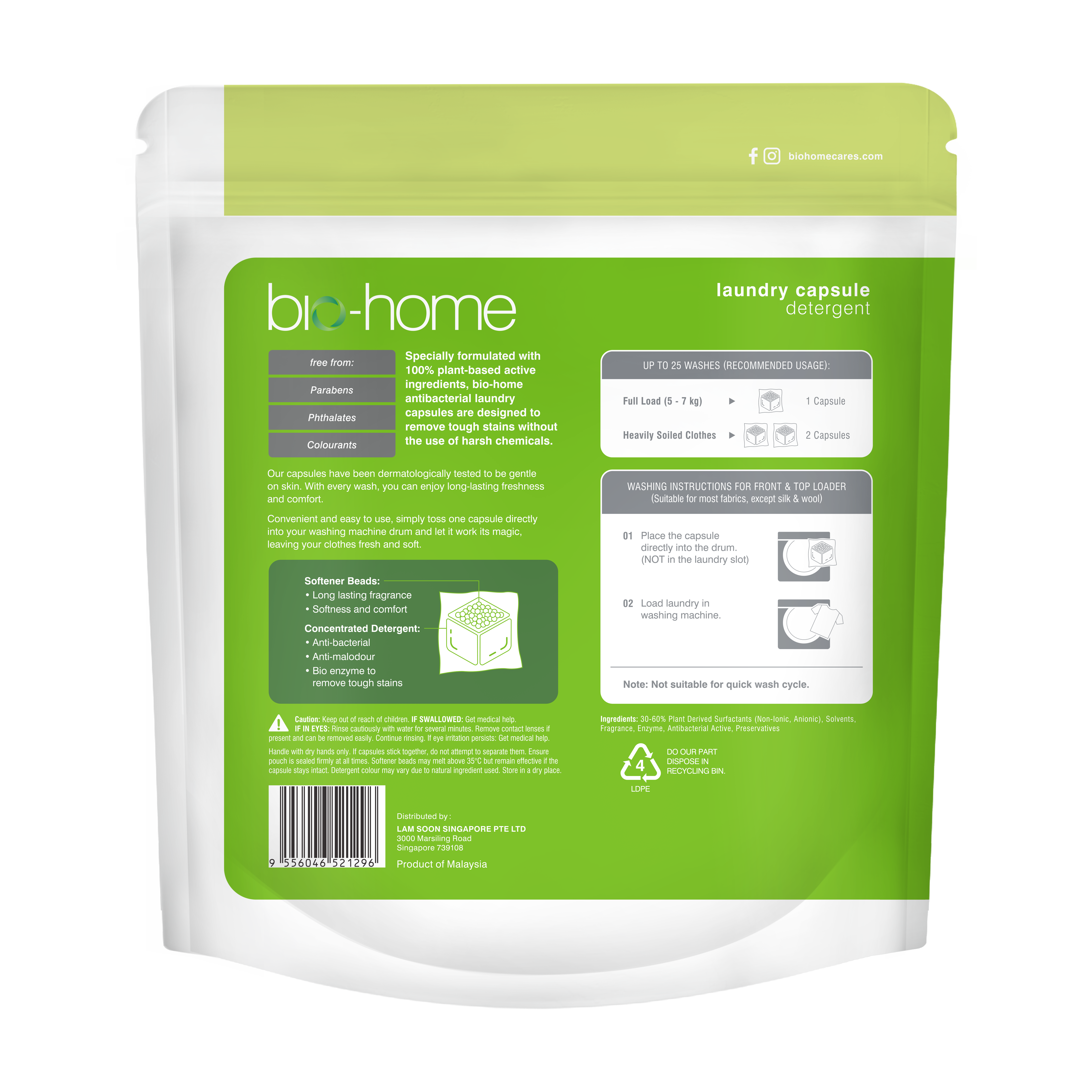 Bio-home laundry capsule detergent