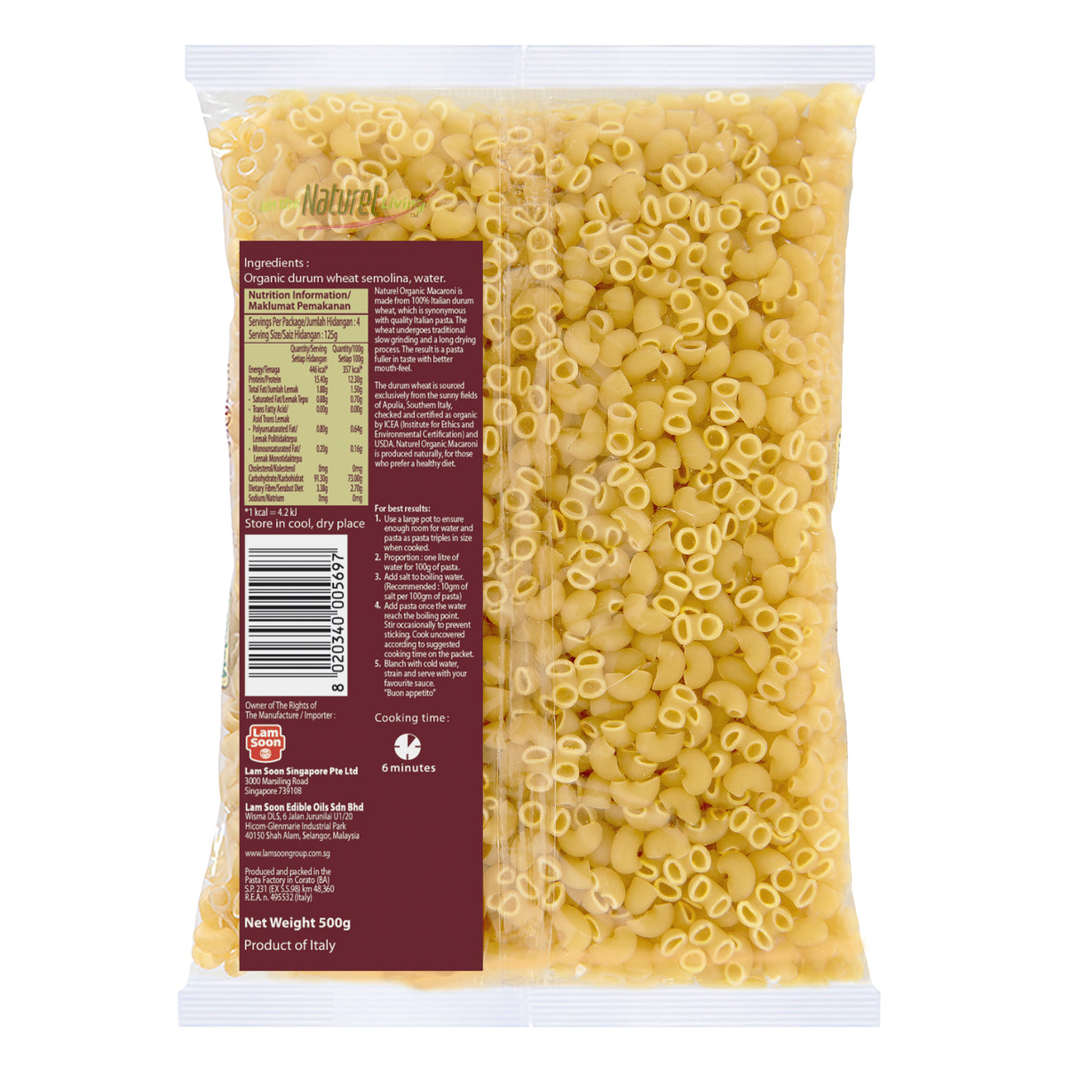 Naturel Organic Macaroni