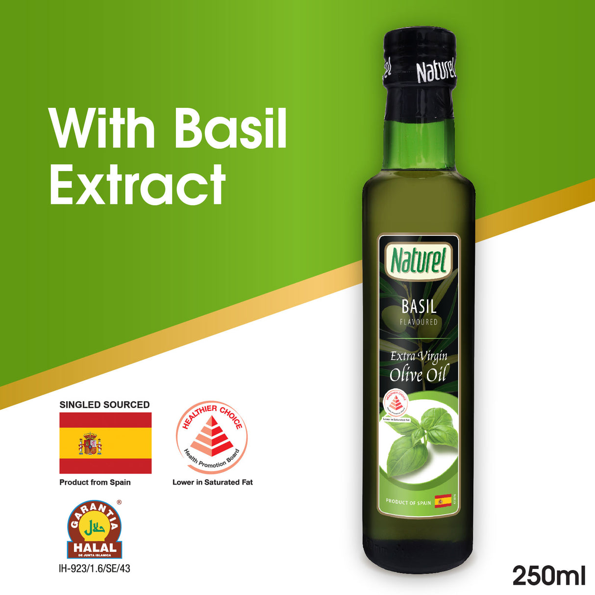 Naturel Extra Virgin Olive Oil - Basil Flavoured 250ml