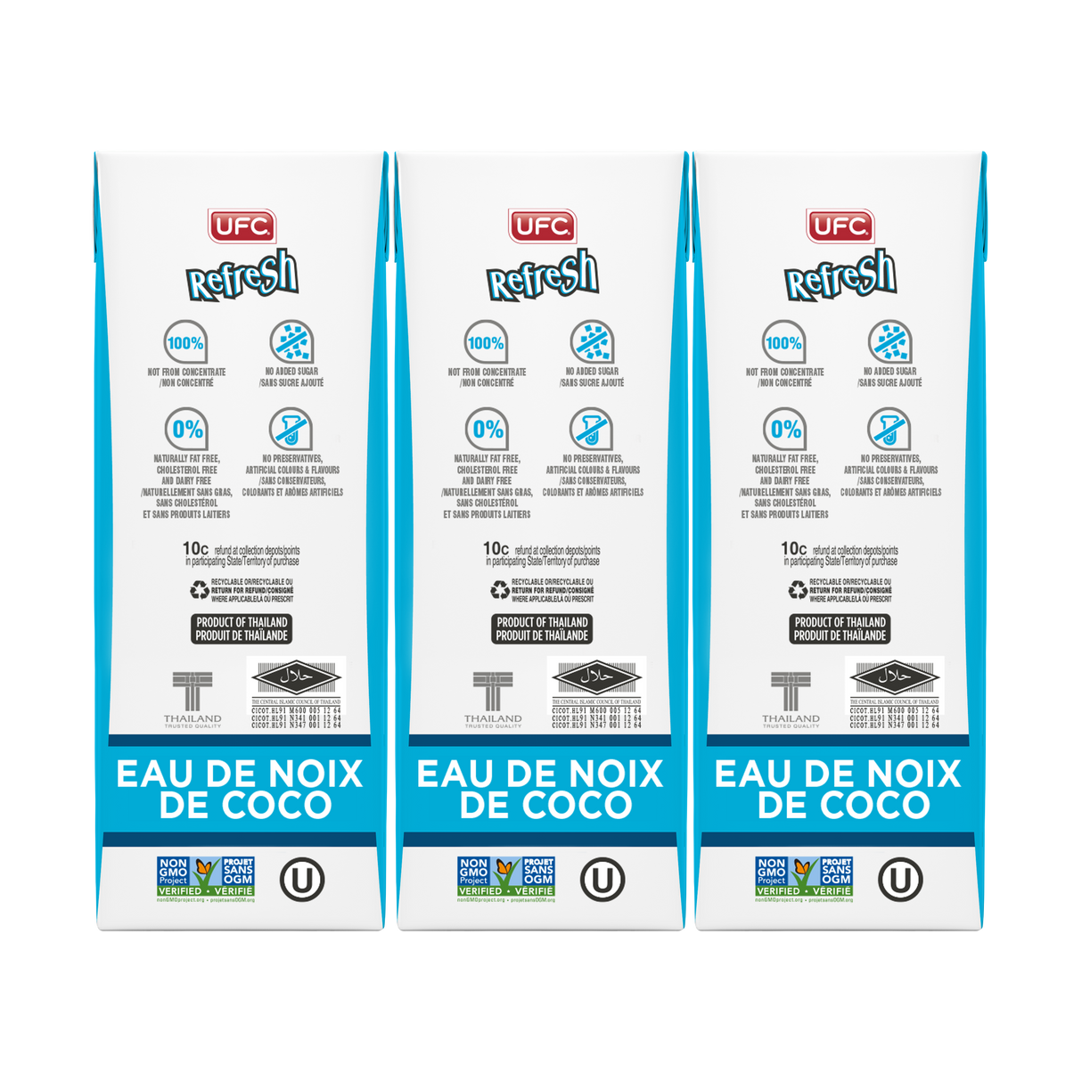 [Carton] UFC Refresh Coconut Water (250ml x 3) x 8 Packs