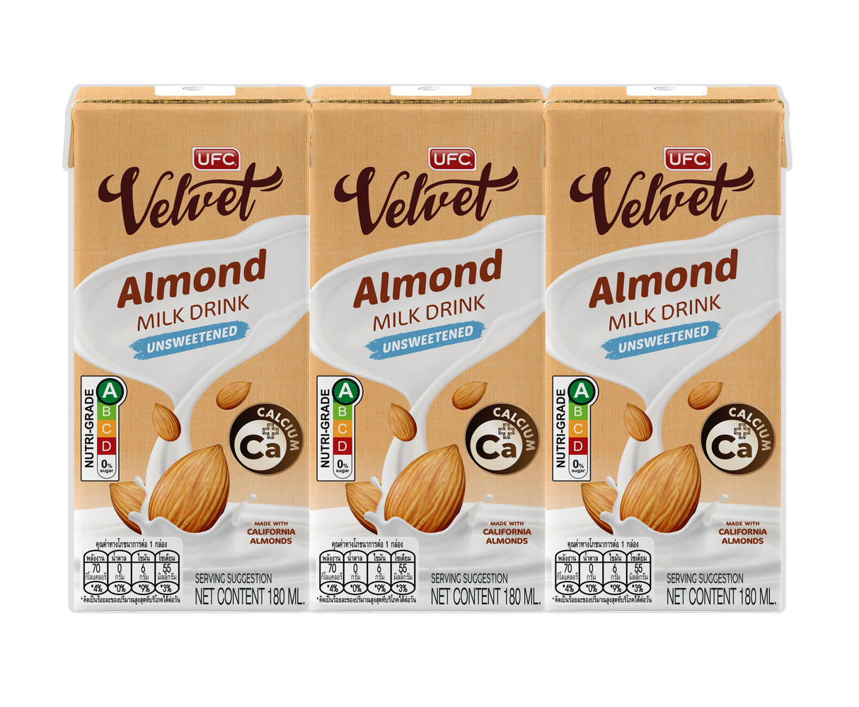 [Carton] UFC Velvet Almond Milk - Unsweetened (180ml x 3) x 8 Packs