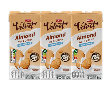 [Carton] UFC Velvet Almond Milk - Unsweetened (180ml x 3) x 8 Packs