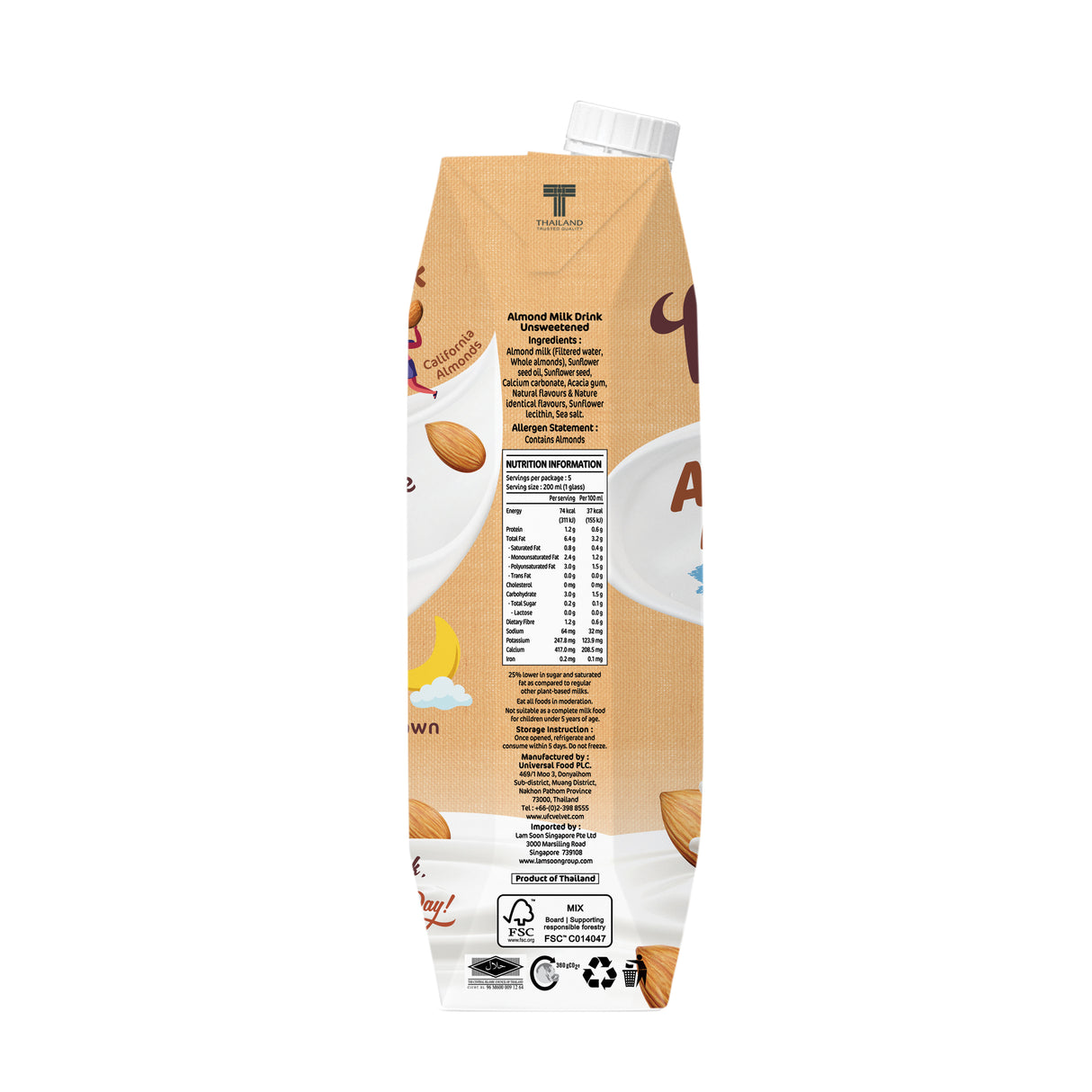 UFC Velvet Almond Milk - Unsweetened 1 Ltr