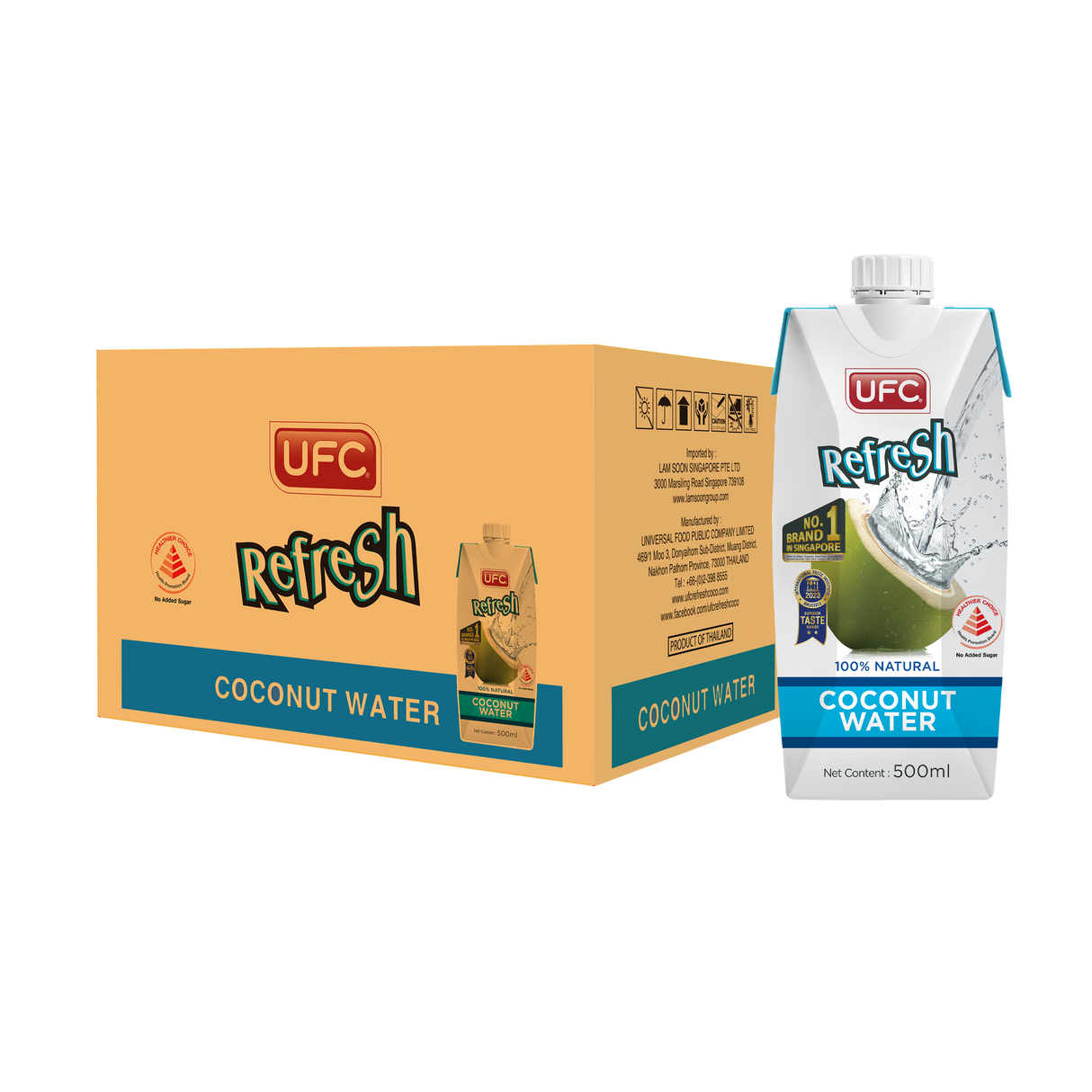 [Carton] UFC Refresh Coconut Water 500ml x 12 Packs