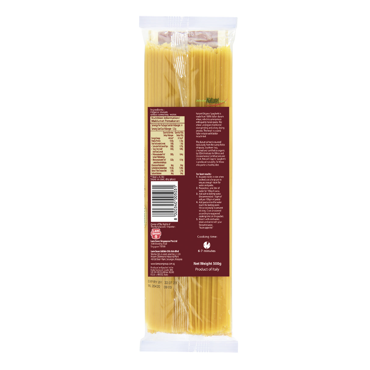 Naturel Organic spaghetti