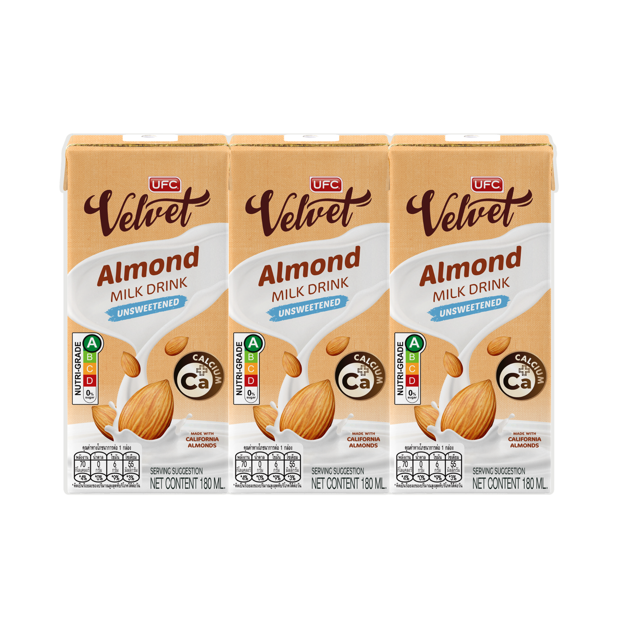UFC Velvet Almond Milk - Unsweetened (180ml x 3)