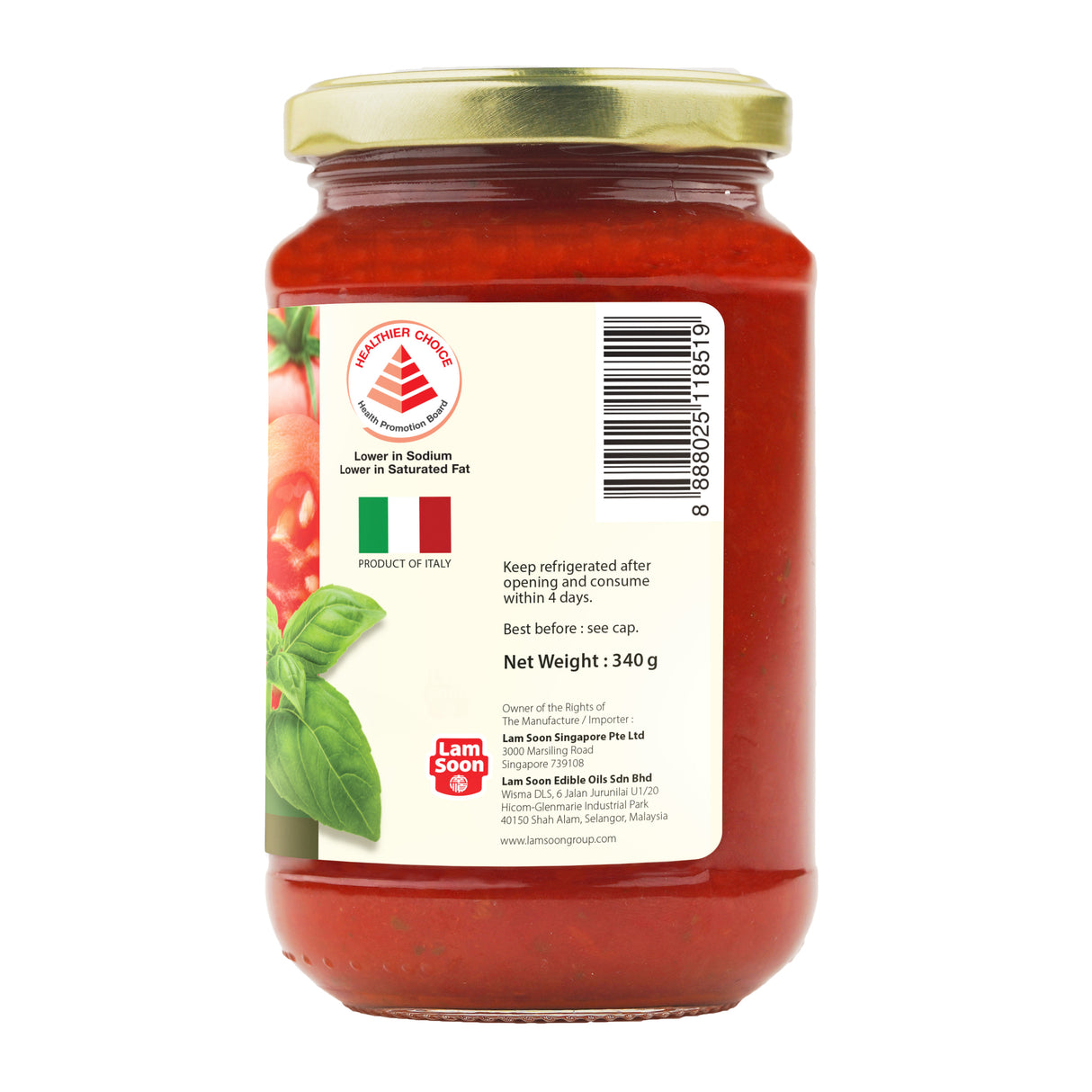 Naturel Organic Pasta Sauce - Tomato with Basil 340g