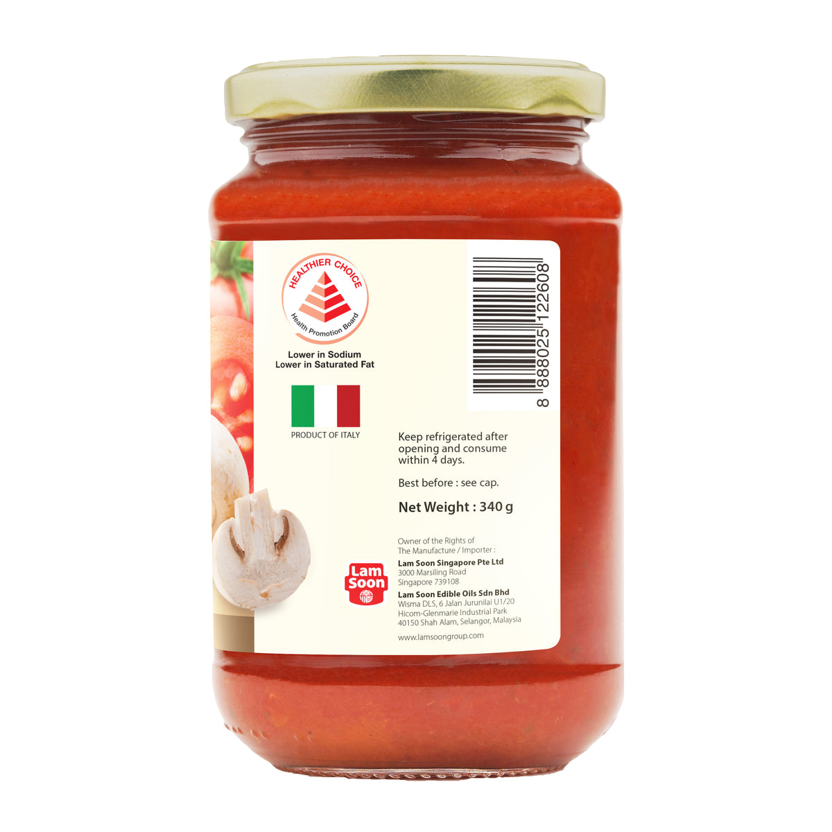 Naturel Organic Pasta Sauce - Tomato with Mushroom 340g