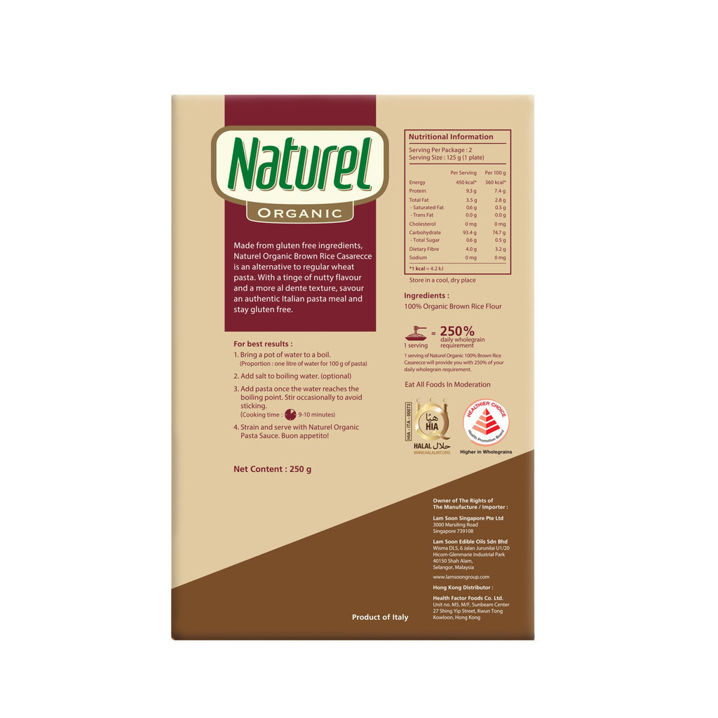 Naturel Organic Brown Rice Casarecce 250g - Front