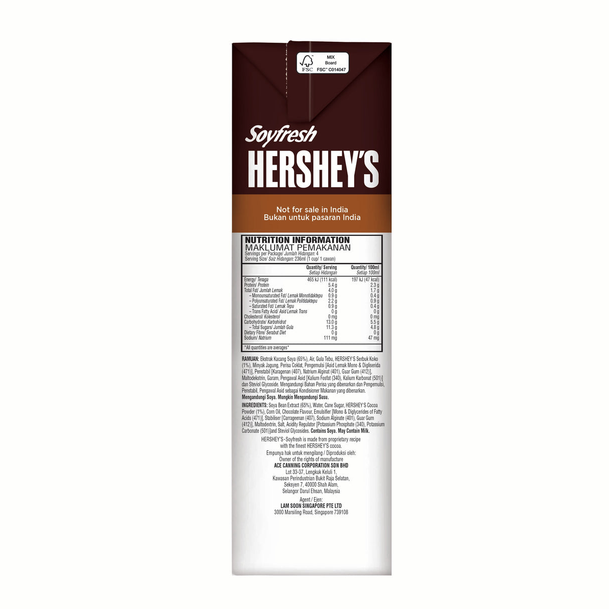 Hershey's Soyfresh Soya Milk - Chocolate 946ml