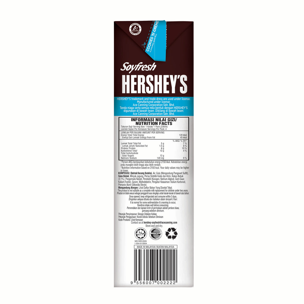 Hershey's Soyfresh Soya Milk in Cookies & Crème flavor