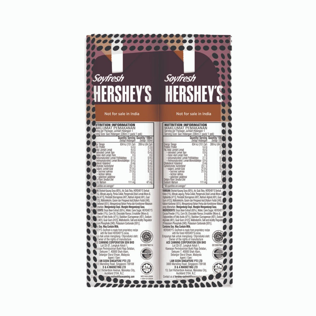 Hershey's Soyfresh Soya Milk - Chocolate 236ml x 24 packs