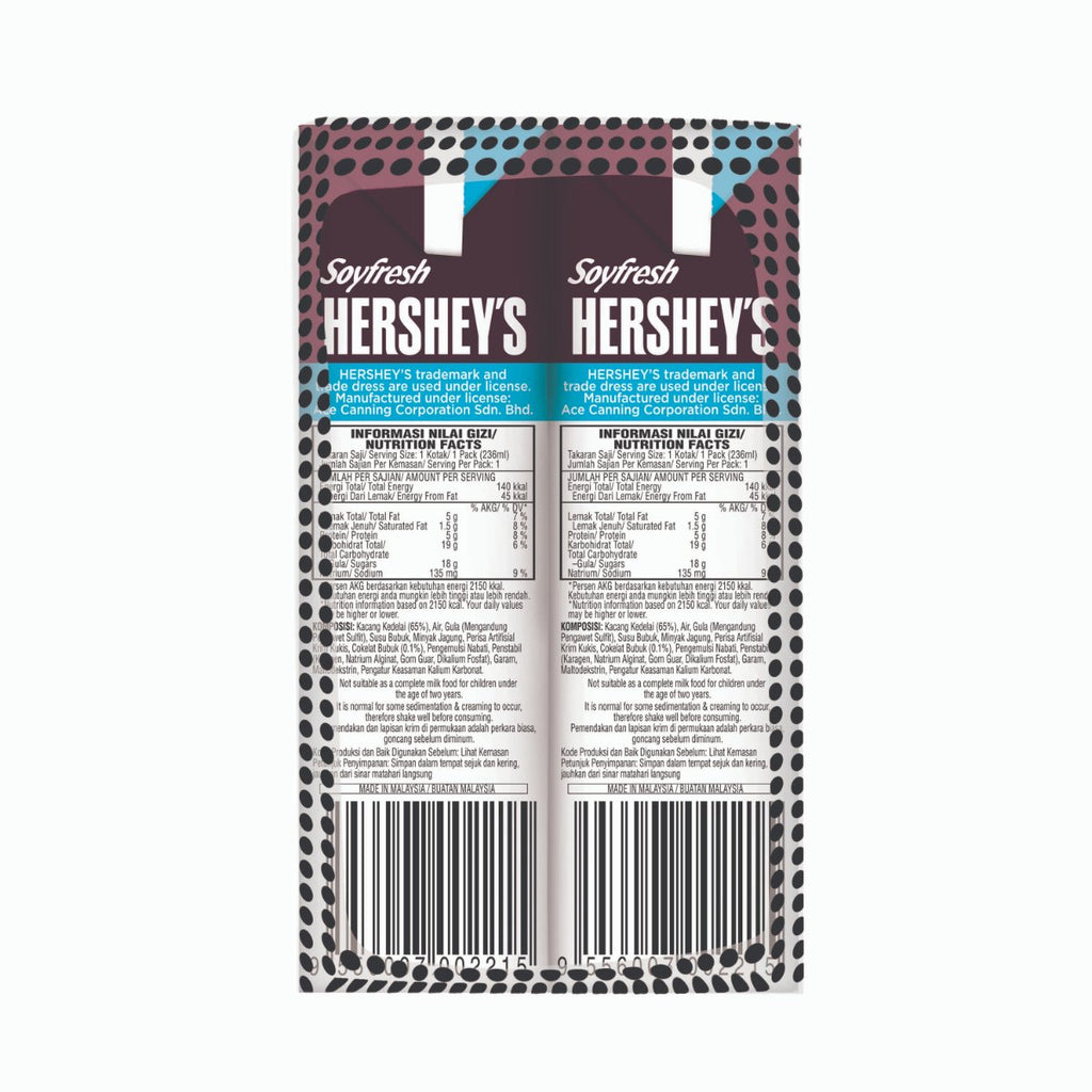 Hershey's Soyfresh Soya Milk - Cookies & Crème 236ml x 24  packs