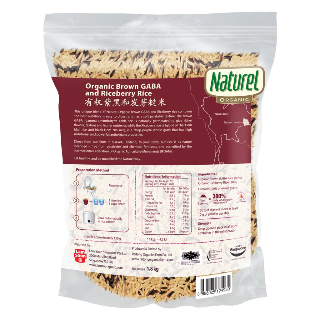 Naturel Organic Brown GABA and Riceberry Rice 1.8kg