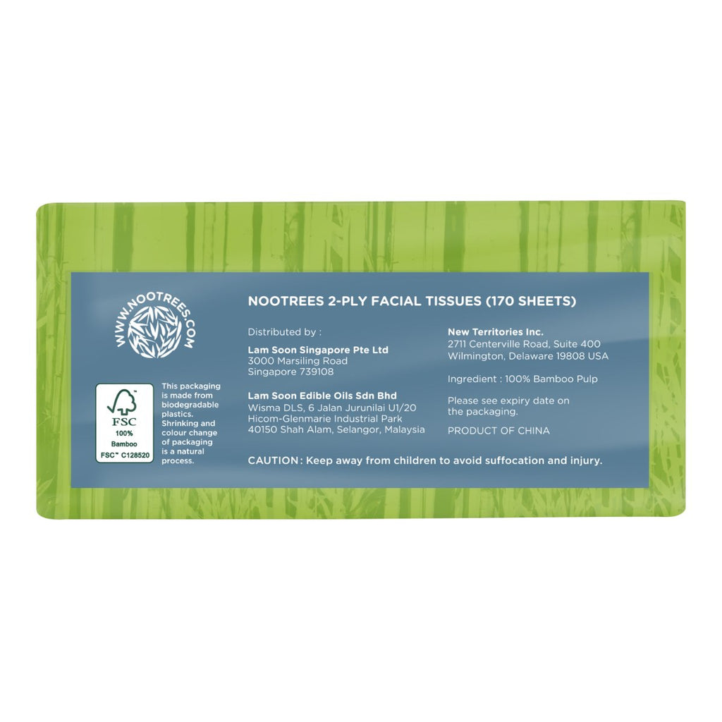 NooTrees Bamboo 2-ply Facial Tissues - Soft Pack 4 packs x 170 sheets