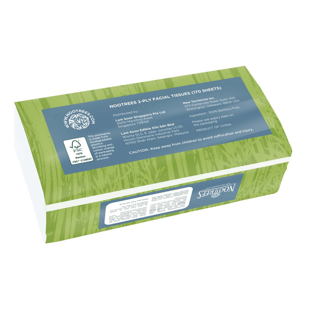 NooTrees Bamboo 2-ply Facial Tissues - Soft Pack 4 packs x 170 sheets
