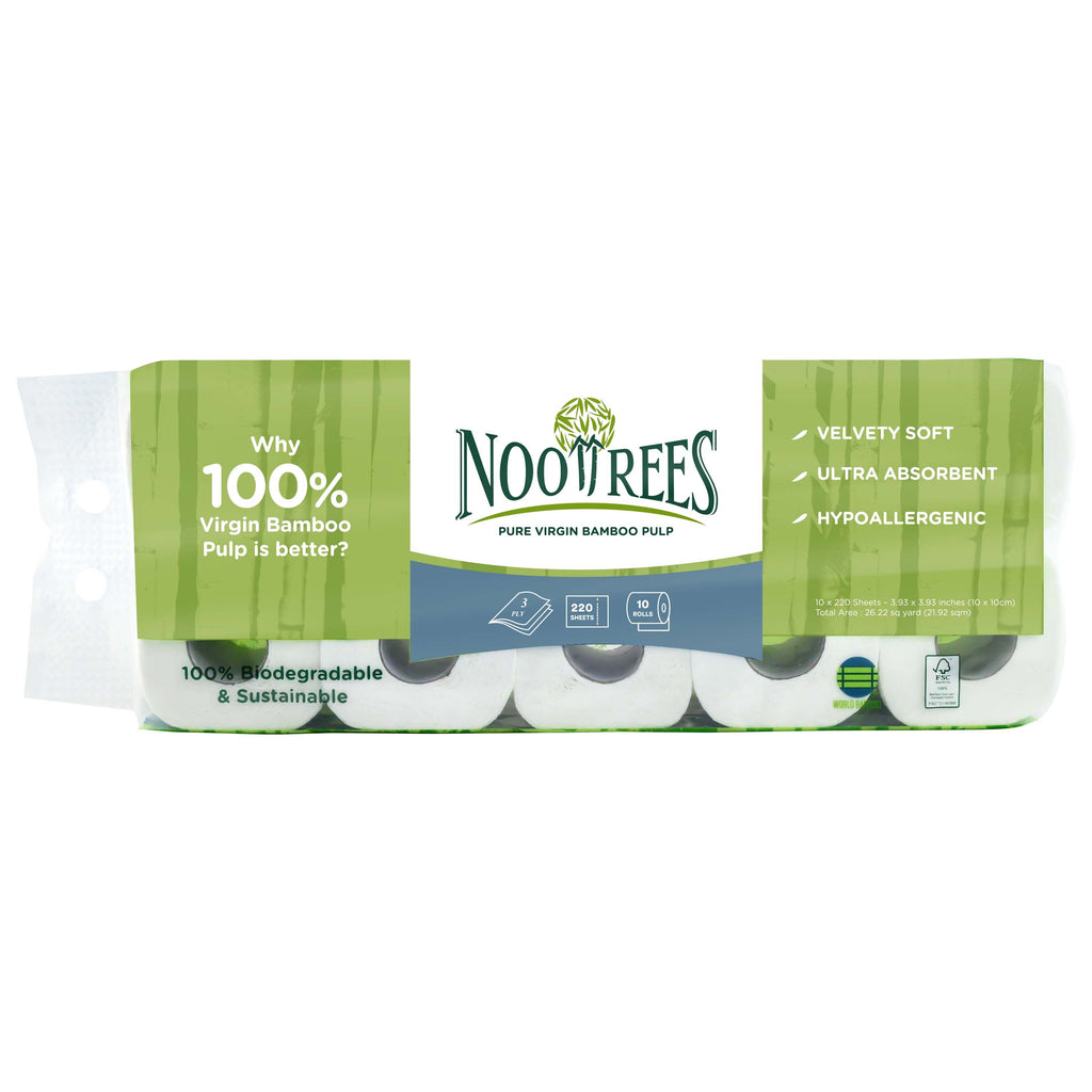 NooTrees Bamboo 3-ply Bathroom Rolls 10 rolls x 220 sheets