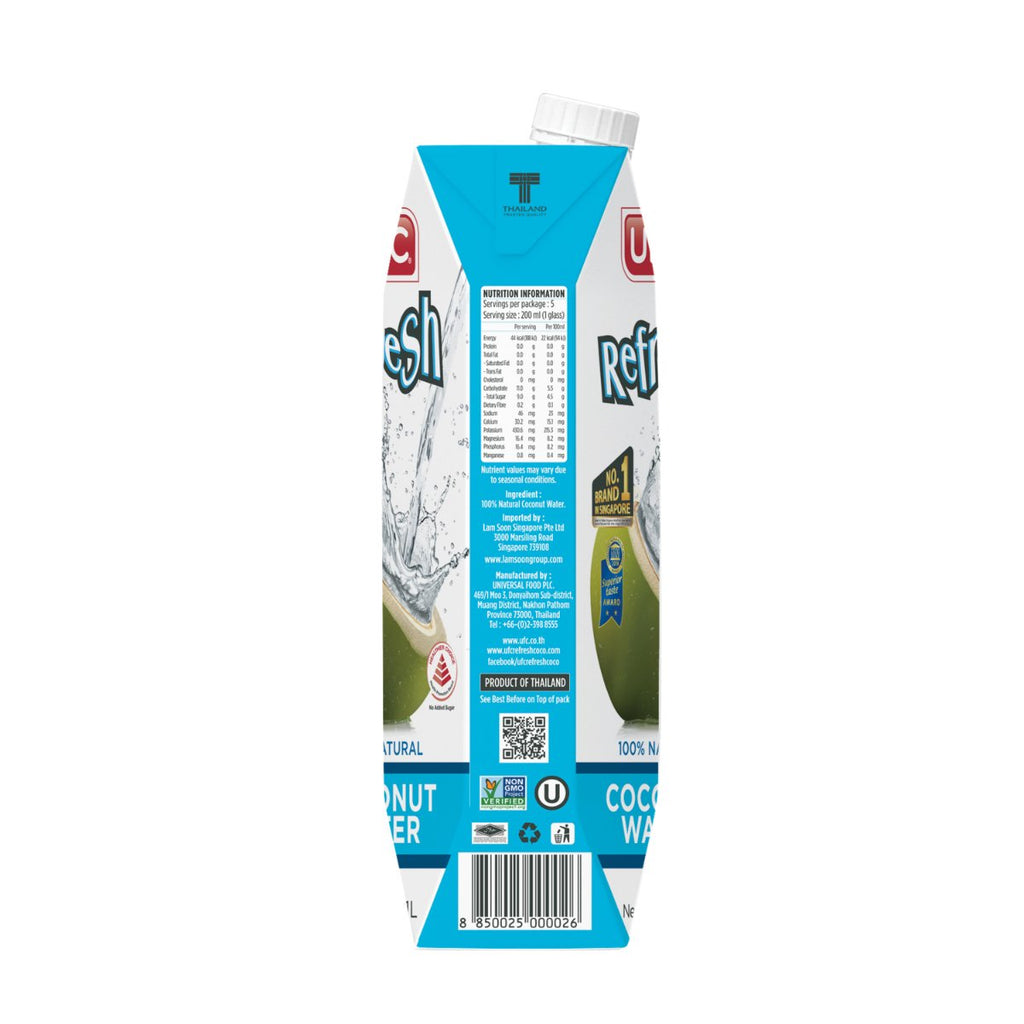 UFC Refresh Coconut Water (Carton 1L) 1Ltr x 12 Packs